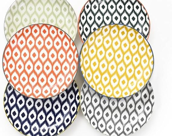 Miicol Side Plates Set of 6, 15cm Colourful Ceramic Dessert Plates