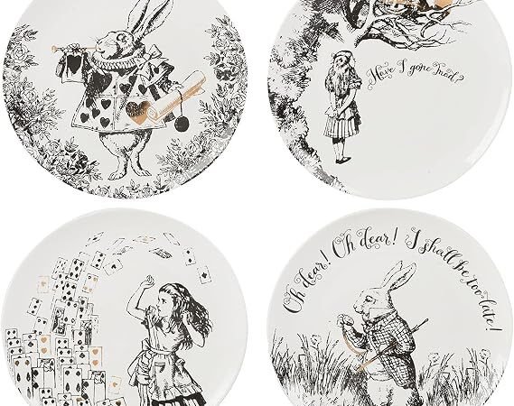 V&A Alice in Wonderland Fine China Side Plates 20.5cm Set of 4