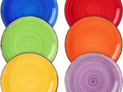 vancasso Bonita Handpainted Rustic Dessert Plates 7.5 Inch Set of 6 Warm Colour