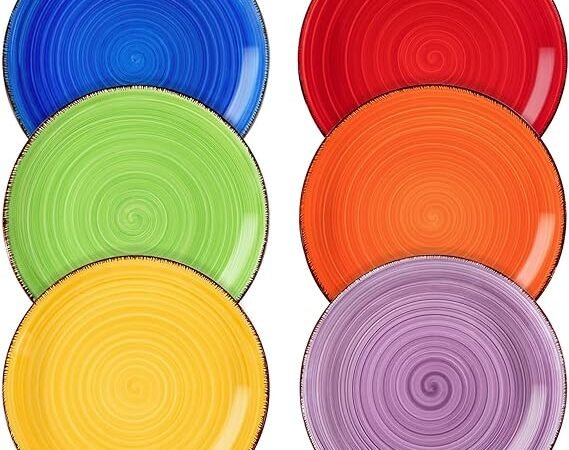 vancasso Bonita Handpainted Rustic Dessert Plates 7.5 Inch Set of 6 Warm Colour