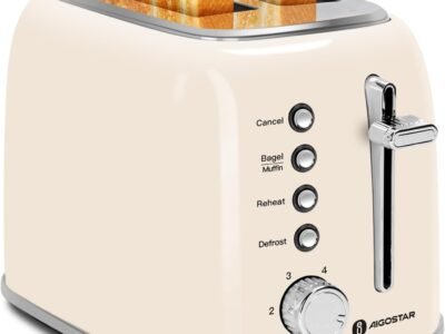 Aigostar 4 Slice Stainless Steel Toaster with Independent Slots | Silver | Gordon 30ZGE