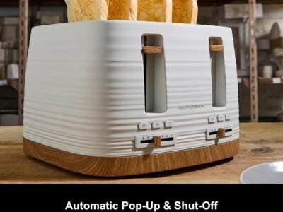 Morphy Richards Clay 4 Slice Toaster | China Clay White | Wide Slots | High Lift | 243102