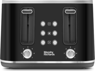 Morphy Richards Motive 4 Slice Toaster | Brushed Steel | 1600W | Bagel, Defrost, Reheat | 242800