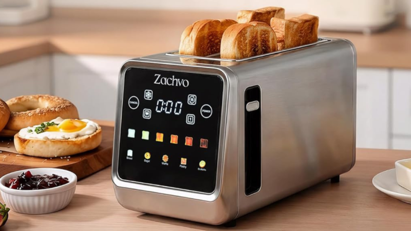 ZACHVO 4 Slice Long Slot Toaster with Smart Touchscreen & LED Countdown