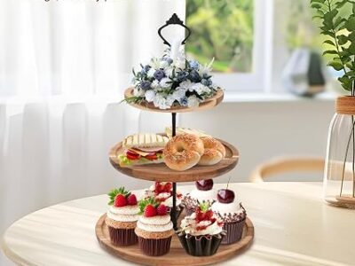 BSDLZCH 3 Tier Cake Stand Acacia Wooden Cupcake Stand