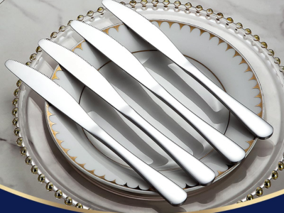 Berglander Dinner Knives Set Of 4, Stainless Steel Butter Knife Spreader 23.3cm, Table Dinner Knife for Daily Use, Restaurant, Hotel, Parties, Events, Sturdy And Dishwasher Safe