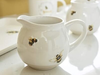 Cooksmart Bumble Bees Ceramic Milk Jug | British Designed, Creamer Pitcher, Pouring Spout, Durable Stoneware, Table Service, Tea Time, Kitchen Accessory, Everyday Use