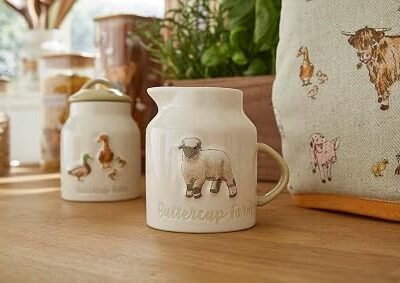 Cooksmart Buttercup Farm Ceramic Milk Jug for Tea and Coffee Serving | British Designed, Ceramic Build, Milk Or Creamer Use, Tea Time Accessory, Easy Pour Handle, Easy Clean, Everyday Dining