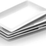 DOWAN Serving Platter 12 x 6 Inch Ceramic Rectangular Plates Set of 4 Oblong Porcelain Dishes Dishwasher Safe Soft White