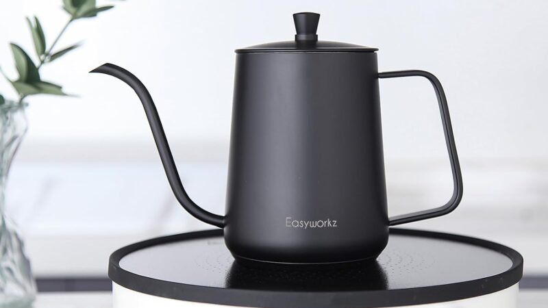 Easyworkz Gooseneck Pour Over Coffee Kettle 900ml Stainless Steel, Black