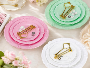 Fasmov 3 Pack 3 Tier Plastic Cupcake Stand White Pink Green