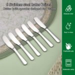 HOMQUEN Stainless Steel Butter Knife Butter Spreader Butter Knives Butter Spreader Knife for Kitchen Restaurant Party Kitchen Gadgets Set of 6