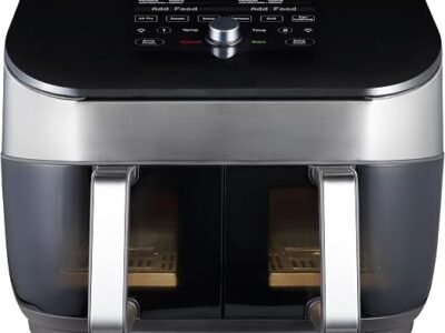 Instant Vortex Plus Dual Air Fryer, 8 Smart Programmes, SyncCook & SyncFinish, ClearCook Windows, EvenCrisp Technology, 7.6L, 1700W, Stainless Steel
