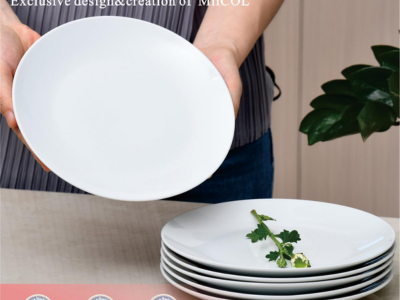 Miicol Ceramic Appetizer Plates Set of 6 White Dessert Plates 8 Inch 20cm Side Plates Porcelain Tea Plates Stackable Microwave Dishwasher Safe
