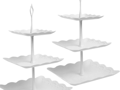 Oleegil 3-Tiers Cake Stand - 2 Pack White Afternoon Tea Stands
