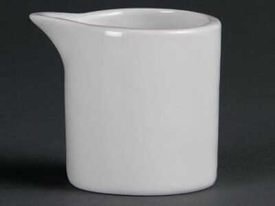 Olympia Whiteware Milk and Cream Jugs 57ml, Pack of 6, White | Super vitrified for heat and shock resistance; straight-edged design is oven, microwave, dishwasher, and freezer safe.