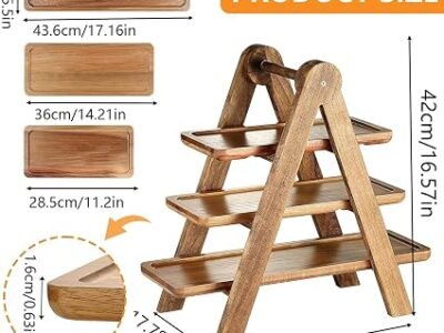 TFLPUO Tiered Cake Stand Wood 3 Tier Cake Stands Wooden Cupcake Dessert Display Stand for Afternoon Tea Wedding Birthday Party