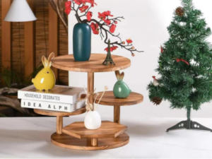 YCBTREE 4 Tier Wooden Cupcake Stand Wood Tiered Serving Tray