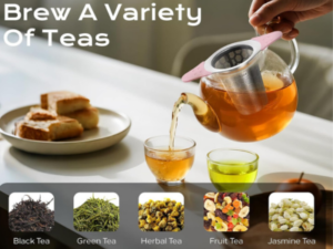 Tea Strainer for Loose Tea, 304 Stainless Steel Tea Infuser with Lid & Double Silicone Handles, Tea Filter Fine Mesh, Teapots, Cups, Tea Diffusers for Loose Tea - Pink