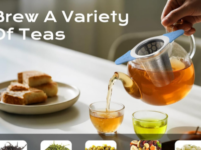 Tea Strainer for Loose Tea, 304 Stainless Steel Tea Infuser Basket with Dual Silicone Handles & Lid, Tea Filter Fine Mesh, Tea Strainers for Loose Tea, Tea Diffusers