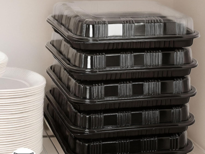ebake 6 Pack Sandwich Platter Trays with Lids Reusable Catering Food Trays for Parties Buffets Sushi Sandwiches Cake and Meal Prep 34 x 24 x 7.5 cm
