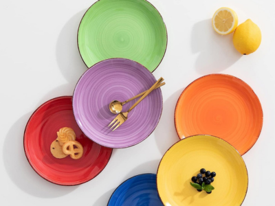 vancasso Bonita Handpainted Rustic Dessert Plates 7.5 Inch Set of 6 Warm Colour